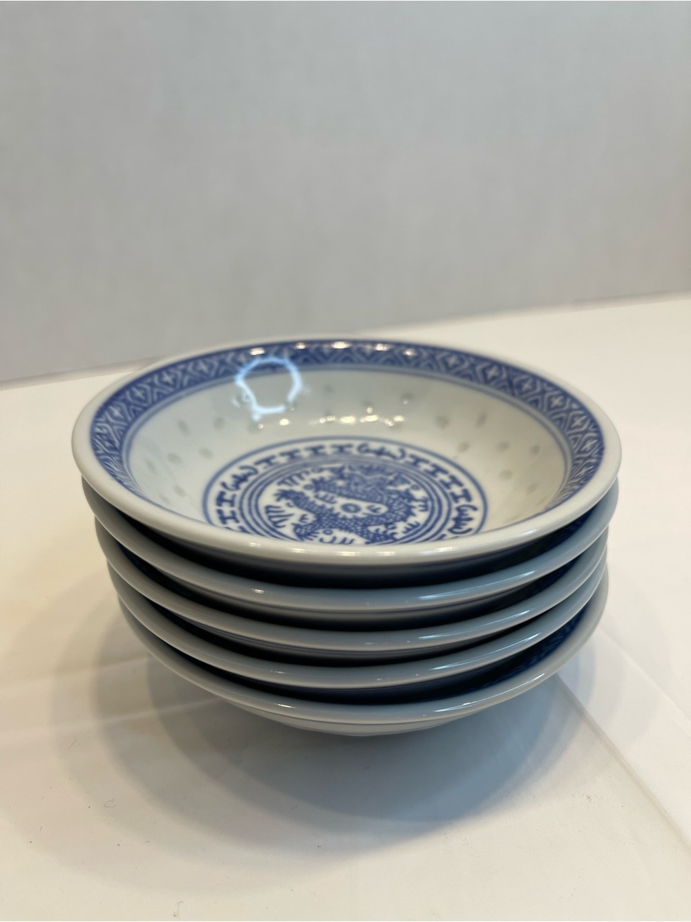 Jingdezhen Blue White Porcelain Serving Bowls - Set of 5